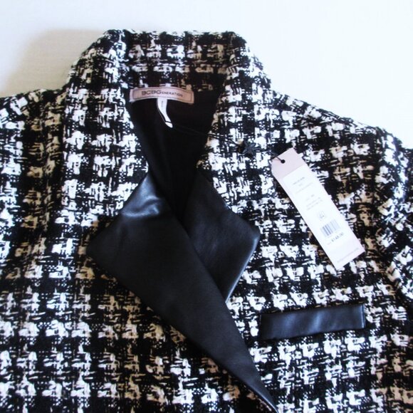 BCBGeneration Double Breasted Blazer Faux Leather Trim Jacket MEDIUM $148 - Picture 9 of 13